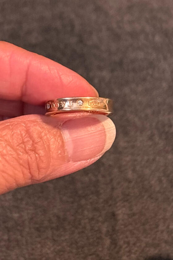 Return To Tiffany & Co. New York 2 Diamond Narrow Band Ring 18k Rose Gold