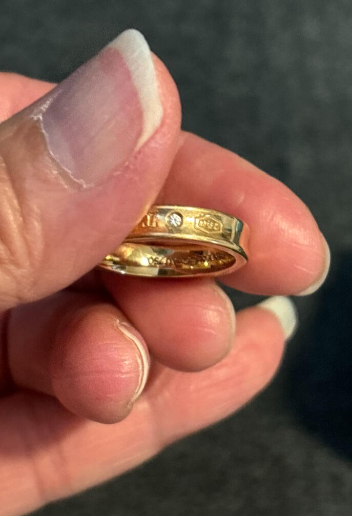 Return To Tiffany & Co. New York 2 Diamond Narrow Band Ring 18k Rose Gold