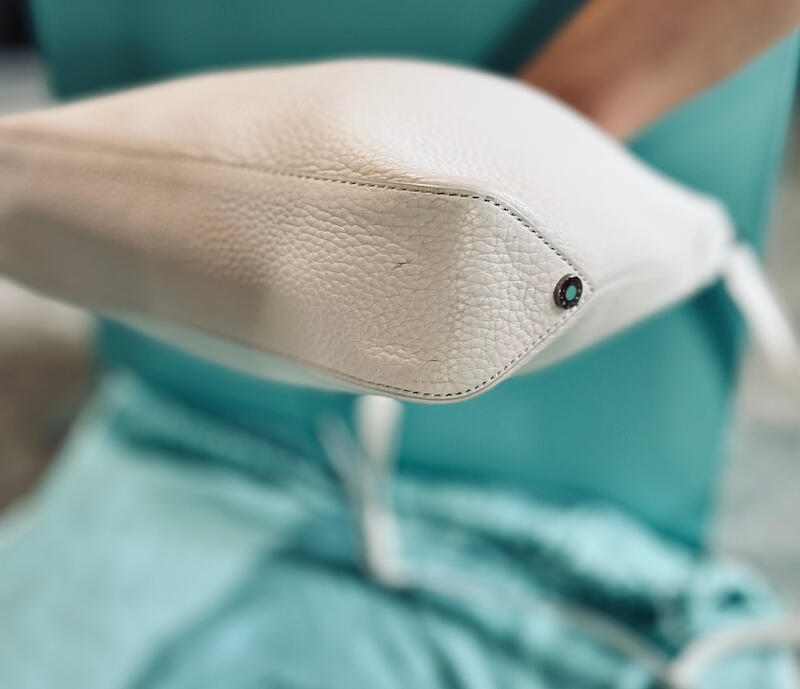 Bottom of the Tiffany & Co. White Leather Crossbody Handbag