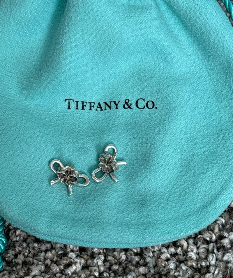 Tiffany & Co Bow Ribbon Stud Earrings 925