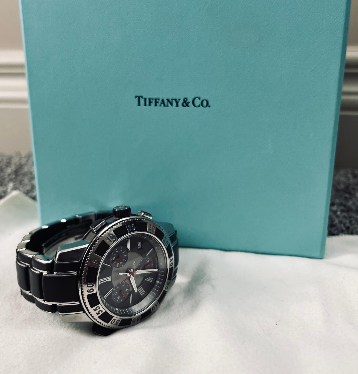 Tiffany & Co. Chronograph Stainless Steel Watch T-57