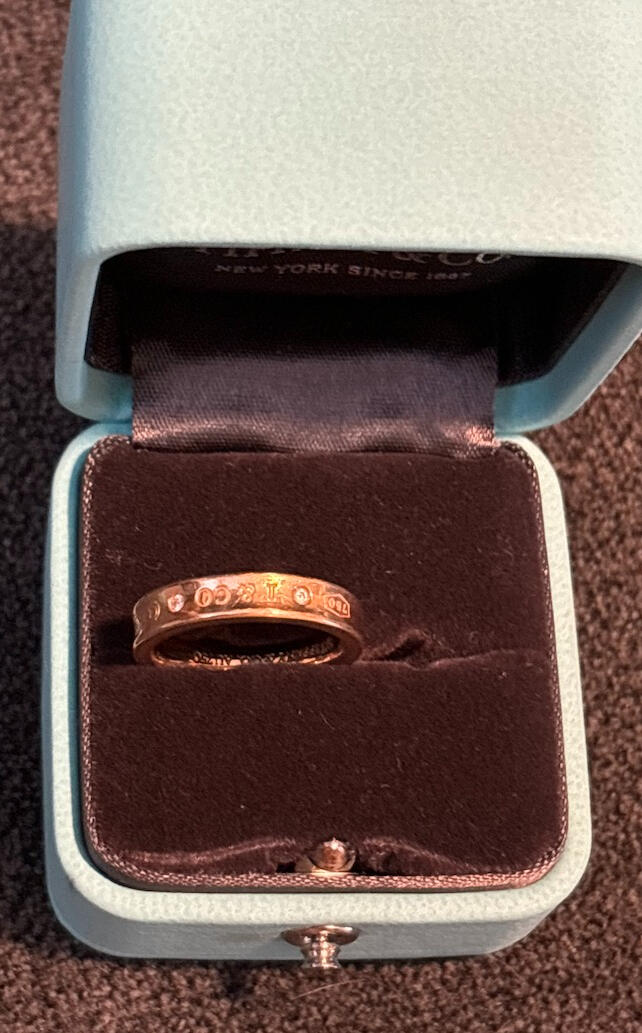 Return To Tiffany & Co. New York 2 Diamond Narrow Band Ring 18k Rose Gold