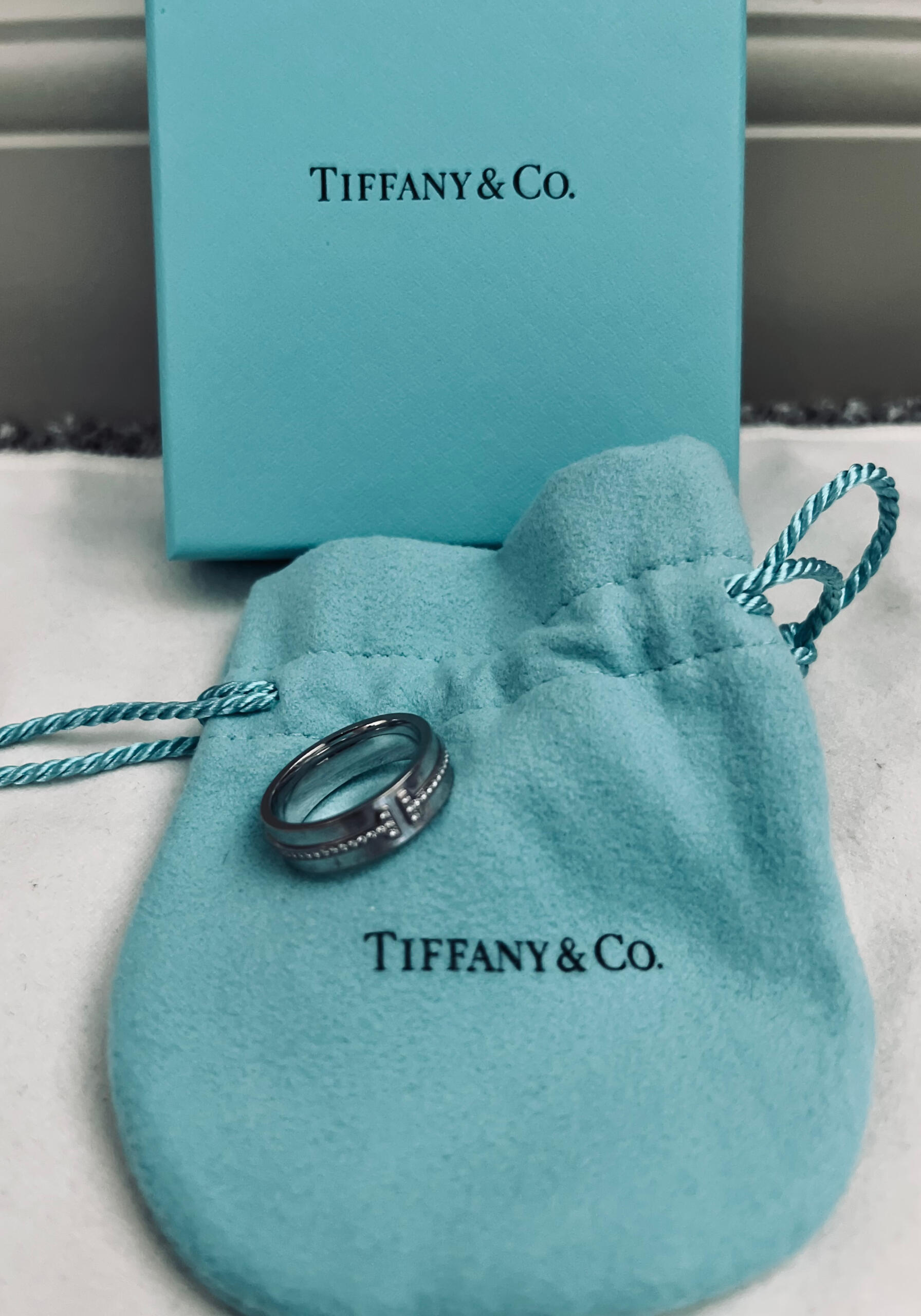 Tiffany T Narrow Diamond Ring in White Gold