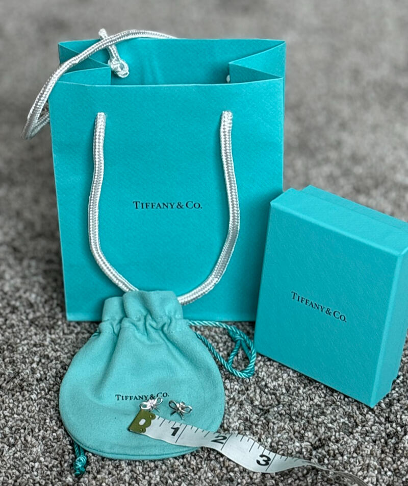 Tiffany & Co Bow Ribbon Stud Earrings 925