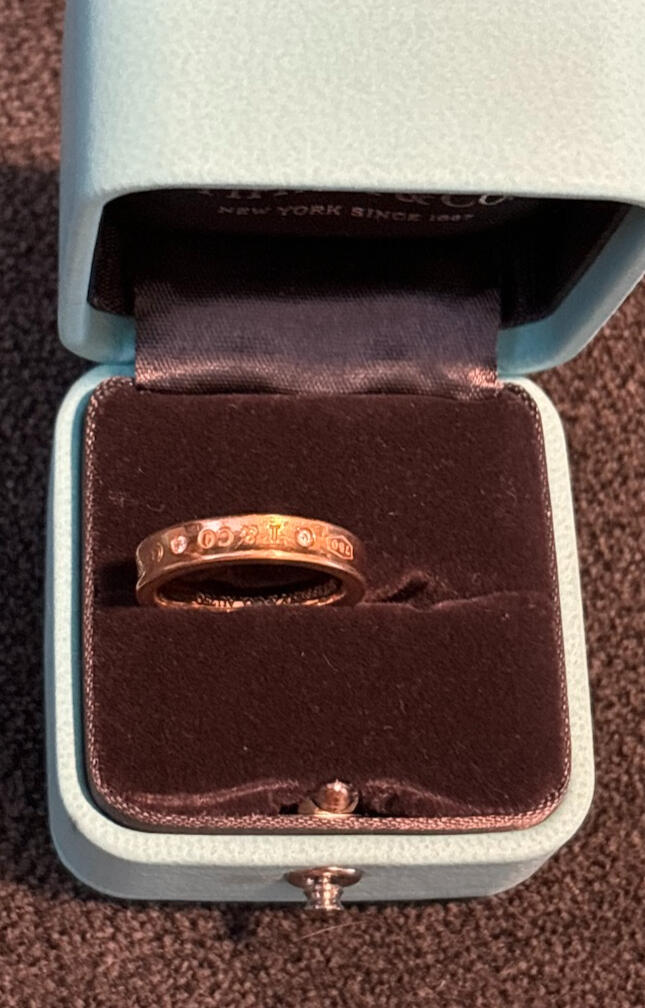 Return To Tiffany & Co. New York 2 Diamond Narrow Band Ring 18k Rose Gold